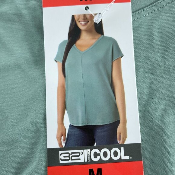 32 Degrees Cool Womens V-Neck Modal Blend Top M Mint NWT 0235 - Picture 2 of 8